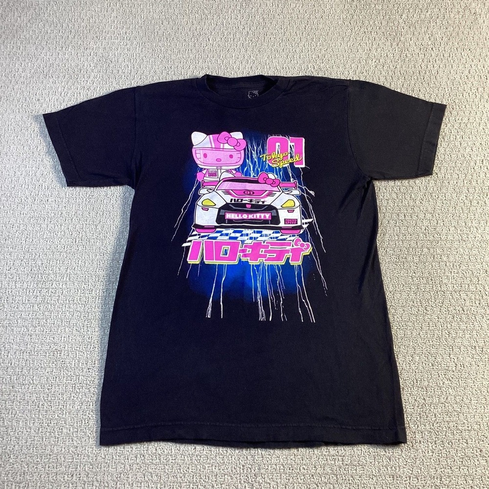 Hello Kitty Tokyo Speed Graphic T Shirt‎ Black Short Sleeve Women's Size S